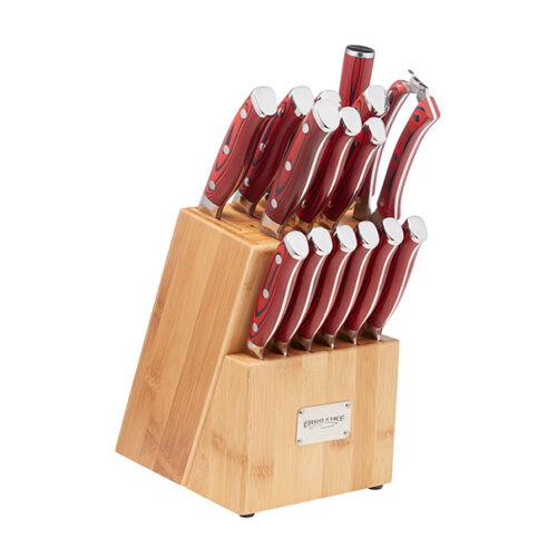 16pc Crimson Knife Block Set image on white background