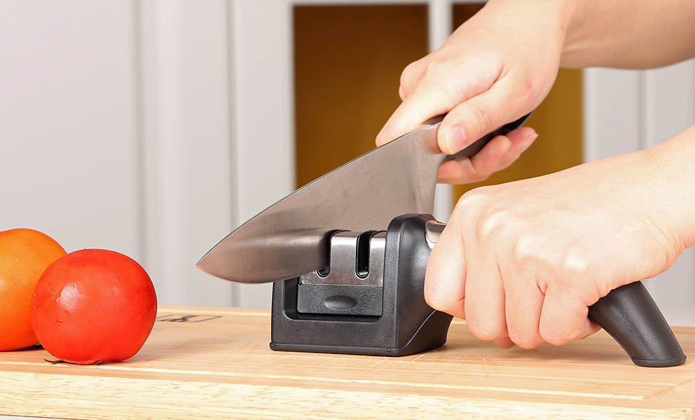 AINMEGE Knife Sharpener with Adjustable Angle, Coarse and Fine Sharpeners,  and Scissor Sharpening - Non-Slip Base, Ergonomic Handle, and Durable
