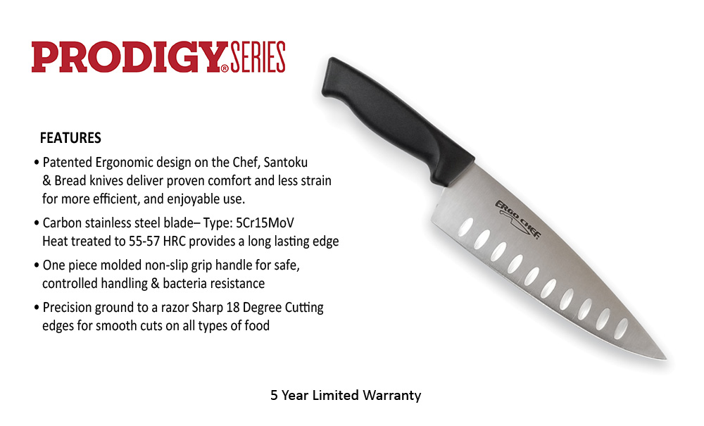 Ergo Chef Prodigy Series Serrated Off-Set Bread & Deli Knife Ergonomic  Comfort-Grip Handle (8 inch)