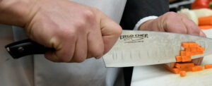 Knife cutting veggies